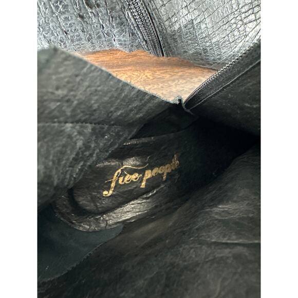 Free People Boots Womens 36 6 Black Leather Ankle Bootie Zip Lucite Heel Western - Picture 8 of 8